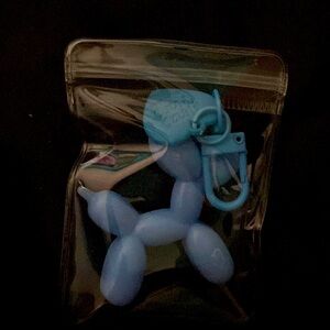 Baby blue dog keychain with darker blue heart.